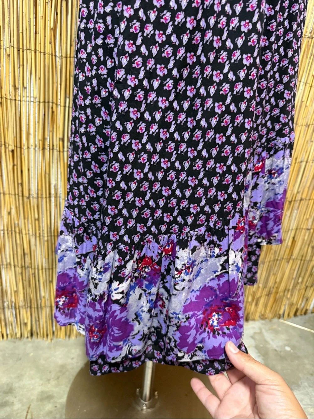 Free People ditsy floral print asymmetric midi dress, size L